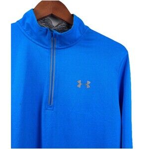Under Armour 1/4 Zip Pullover Large Long Sleeve Ultra Blue 1291357 Fitted